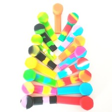 5PCS 3.4'' Mini Silicone Smoking Hand Pipe with Metal Bowl & Cap Lid Pocket Pipe picture