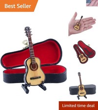 Wooden Miniature Guitar Replica with Stand and Case Home Sculpture Ornament picture