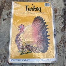 VTG 1984 Beistle Turkey Honeycomb Tissue Centerpiece 15” Thanksgiving Decor NEW picture