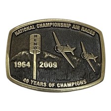 1964-2009 Reno National Championship Air Race Brass Belt Buckle VINTAGE NOS ab picture