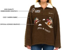 Disney CHIP & DALE FORT WILDERNESS Disney Embroidered SHERPA Zip UP Jacket Shirt picture