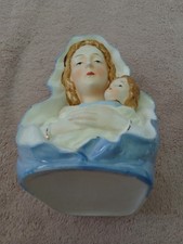 vintage porcelain madonna and child planter head vase7.5inches tall picture