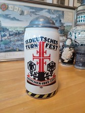 13. German Gymnastics Festival Munich 1923 Beer Mug 1L Hand Painted Suchodolski Signed  picture