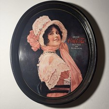 1972 Vintage COCA COLA Metal Tin TRAY 1914 BETTY Beautiful Pink Dress & Hat picture