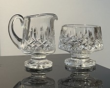 VTG  Marked Waterford Crystal Lismore Footed Cream and Sugar Bowls  Retired  picture