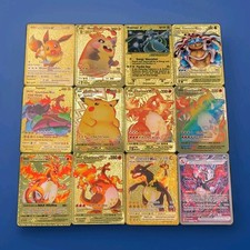 Charizard Pikachu Eevee Blastoise Mewtwo Ex GX VMAX Solid Metal Custom Set Of 12 picture