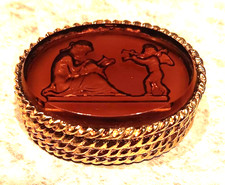 Vintage CORDAY FAME CREME w Intact Solid Perfume    Mini Compact Glass Intaglio picture