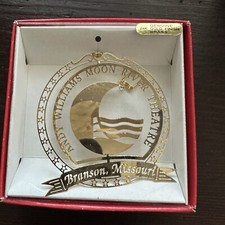 Vtg Nation’s Treasures Ornament Moon River Michigan 24K Gold Finish Brass Xmas picture