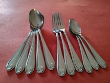 11pc Serco seo3 Stainless 5 Soup 3 Tea Spoons 3 Dinner Forks Japan Wave Swirl picture