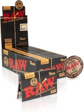 😎 🍃 25 x RAW CLASSIC BLACK SINGLE WIDE ROLLING PAPERS FULL BOX AUTHENTIC 🍃😎 picture