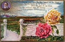 James Russell Lowell Poetry Postcard - Roses Landscape - AEC No. 1015 picture