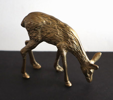 Vintage MCM Mid Century Brass Spotted Doe Fawn Deer Figurine 4-1/4