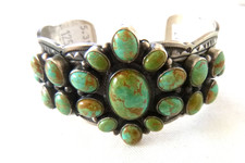 Navajo MR Calladitto Turquoise Cuff Bracelet Heavy 925 Sterling Silver NWT picture