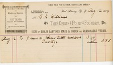 1884 Cedar Point Foundry Invoice Port Henry NY Iron Brass Casting Machinery Fix picture