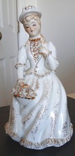 LEFTON PORCELAIN FIGURINE LADY IN WHITE DRESS WITH GOLD FLECKS 8