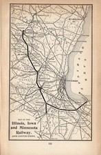 1905 Antique Illinois, Iowa, & Minnesota Railway Map Railroad Map 1454 picture