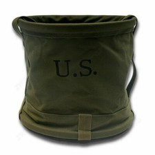 PORTABLE CARRIABLE US ARMY MILITARY WAR CANVAS WATER BUCKET SURPLUS picture