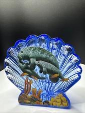 1989 Hamilton Collection Blue Paradise Crystal Shell Manatee Ocean Scenery picture