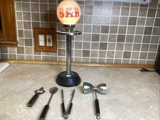 Vintage Battery Bar Top Lamp Chrome/Plastic - COMPLETE 5 Pc. Set- WORKING-EUC picture