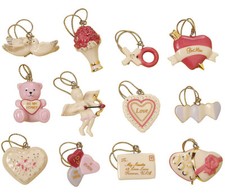 Lenox Be Mine Valentine Mini Ornament Set of 12 Heart Dove Cupid NEW (No Tree) picture