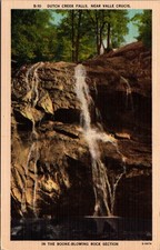 Dutch Creek Falls Valle Crucis NC Postcard Boone Blowing Rock Section Linen B-10 picture