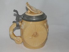 1880s-90s German MUSTERSCHULTZ Lithophane HIGH WHEEL BICYCLE Stein L.A.W. picture