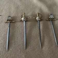 FOUR (4) Vtg Spain TOLEDO Cocktail Picks Barware Mini Swords 4