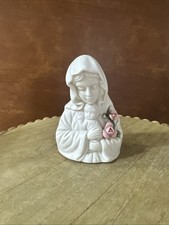 Madonna And Child By Autom - White Bisque Porcelain With Pink Flowers Figurine picture