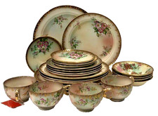 Lecot Dusty Blossom Hand Painted, Embossed Gold Edge China Set 24 Pc 316073 picture