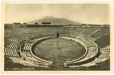 Pompeii Italy Amphitheatre & Mt Vesuvius RPPC Real Photo Postcard 1942 Unused picture