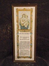 Antique P.J Kenedy & Sons, N.Y. USA 1916 Our Lady of This House Prayer Framed picture