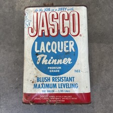 Vintage JASCO Lacquer Thinner 1 Gallon Metal Can Advertising Red White Blue picture