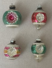Vintage Shiny Brite Christmas Ornaments Double Indent Silver Reflector Glass 4 picture
