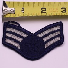 U.S. Military USAF Senior Airman Rank Insignia Patch E-4 Blue Star Grey 3” picture