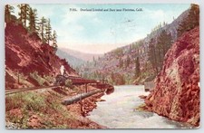 Floriston California Overland Limited Train and Dam Nevada County 1909 Postcard picture