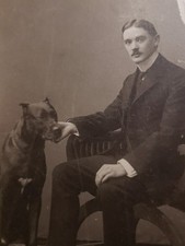 Antique Pre-WWI Imperial Russian Cyrillic Cabinet Card Back Litho Great Dane Dog picture