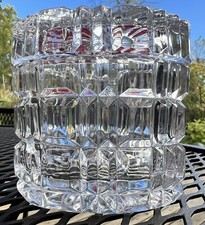 Crystal Cut Glass Covered Candy Dish Trinket Box Vintage Oval Shaped picture