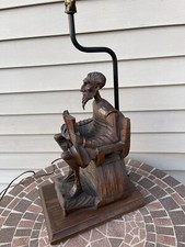 Mid Century Don Quixote (Man of La Mancha) Carved Wood Sculpture Mounted Lamp picture