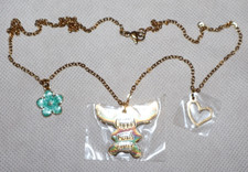 LILO & STITCH GOLD COLOR NECKLACE OHANA MEANS FAMILY HEART FLOWER CHARM PENDANT picture