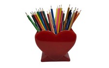 Vintage 1990s Plastic Red Heart Vase / Planter by Diamond Line - NEW picture