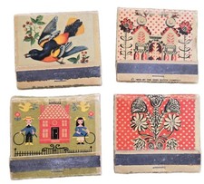 Vintage 1955 1963 Ohio Match Co Lot of 4 Matchbooks Bird & Folk Art Covers picture
