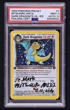 Pokémon 2000 Rocket Dark Dragonite #5 1st Ed Holo PSA 9 Auto 10 Arita picture