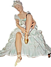 VTG 1930s HEINZ SCHUBACH LARGE PORCELAIN BALLERINA UNTERWEISBACH GREEN MARK MINT picture