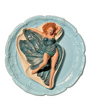 VTG Pin Up Risque Sexy Redhead Woman Ashtray Holland Mold on Plate For Display picture