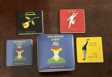 American Atelier Café Milano Ceramic Coasters Set of 4 W/ Lidded Box Vintage picture