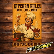 Rustic Chef Tin Sign Funny Kitchen Cooking Wall Decor Art picture