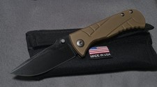 NEW Les George Talos - Black DLC MagnaCut Blade & Tan DLC Sweep Milled Scales picture