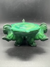 Vintage MCM Curt Schlevogt Glassworks Natural Malachite Rearing Horse Ashtray picture