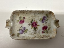 China Hand Painted Rose Chintz Gold Trim Ashtray HB 3099 picture