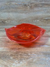Mid Century Art Glass Orange Hankerchief Non-level Bowl Dish Viking Glass  picture